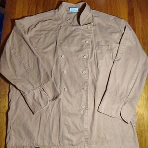 Chef Works Chef Coat Jacket Mens XL Tan Long Sleeve Button Up‎ Cotton Cooking